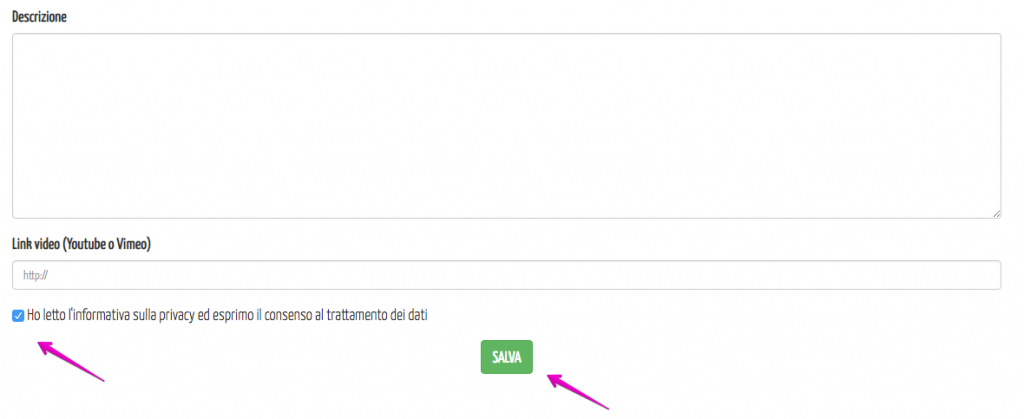 Step 4 trattamento dati e salva centro yoga 